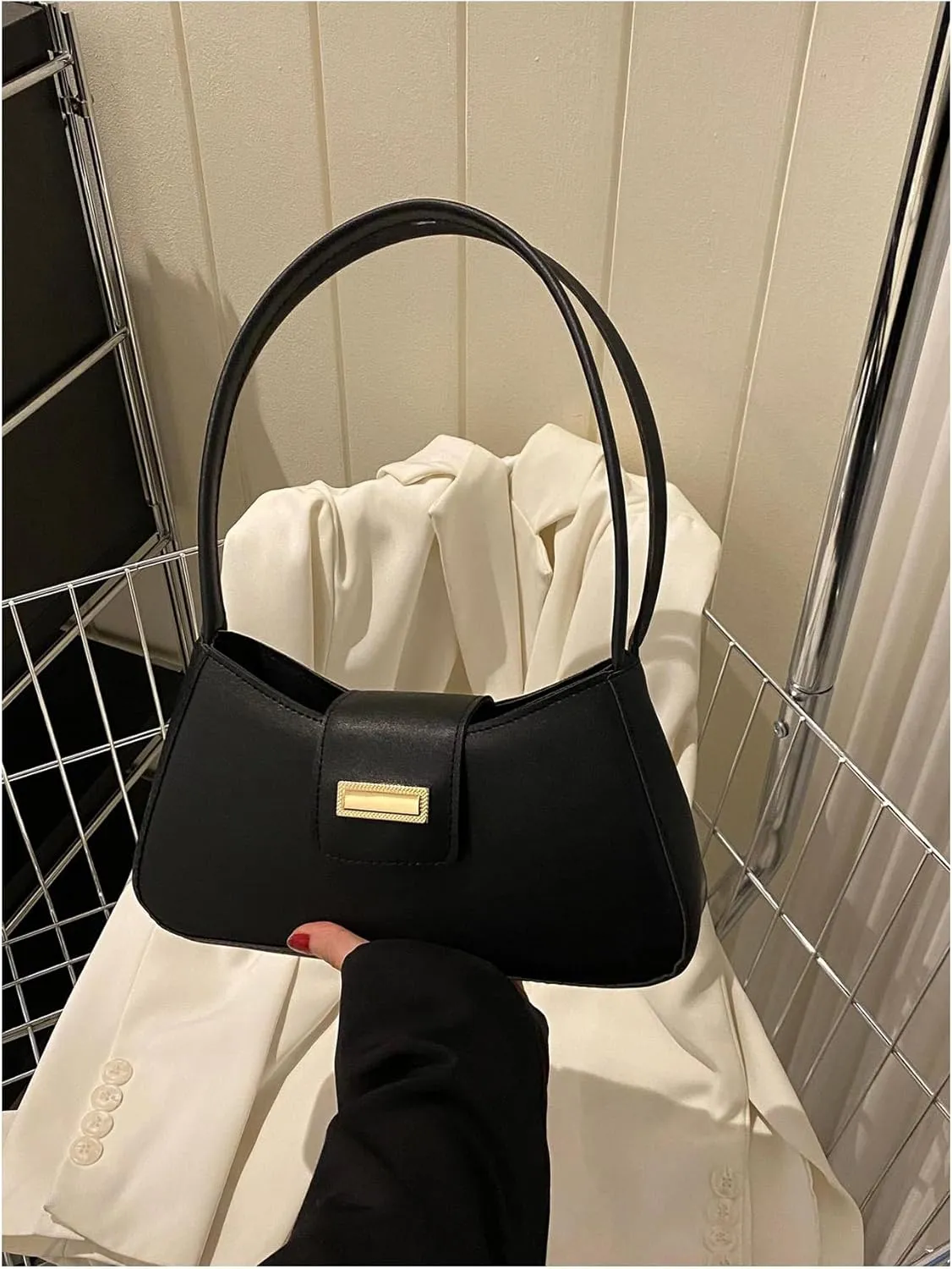 Verdusa Women's PU Leather Handbag Underarm Shoulder Bag Zipper Purses