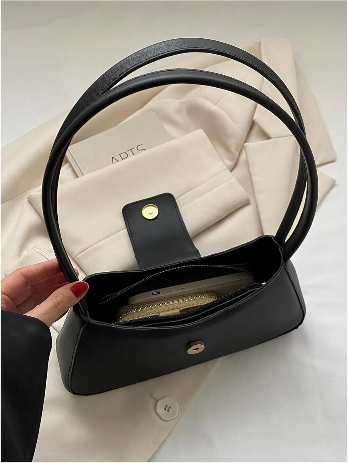 Verdusa Women's PU Leather Handbag Underarm Shoulder Bag Zipper Purses