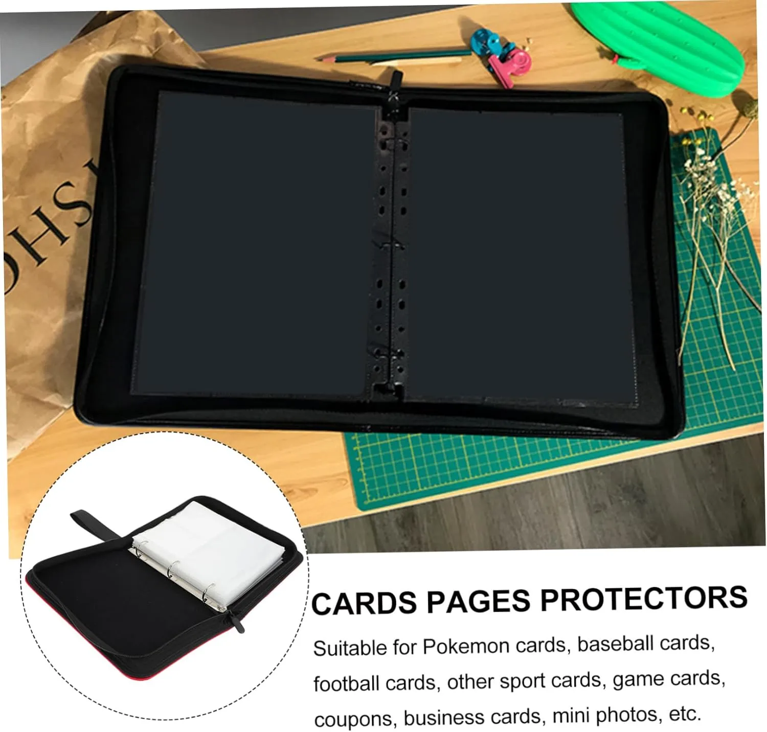 VICASKY 1pc Pockets Trading Cards Binder Album Card Holder with Transparent Sleeves Protector for Safe Organization of Sports