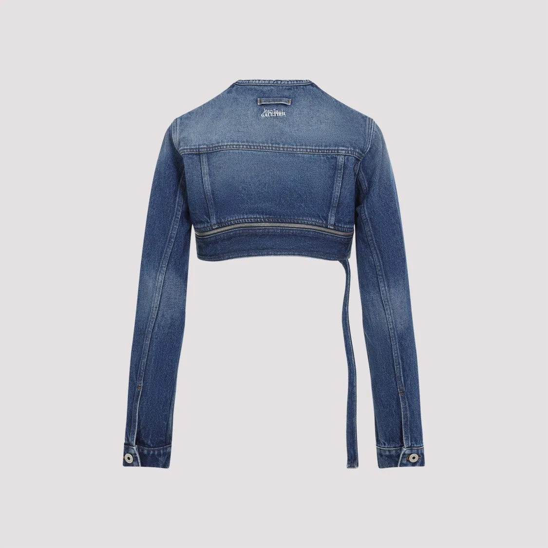 Vintage Blue Cotton Super Cropped Denim Jacket