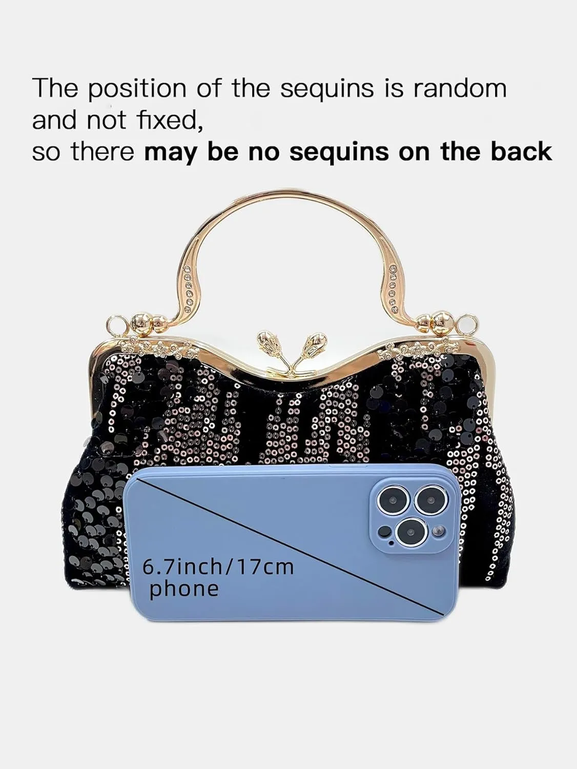 Vintage sequined velvet evening bag flower hardware handbag suitable for banquet wedding party formal occasions