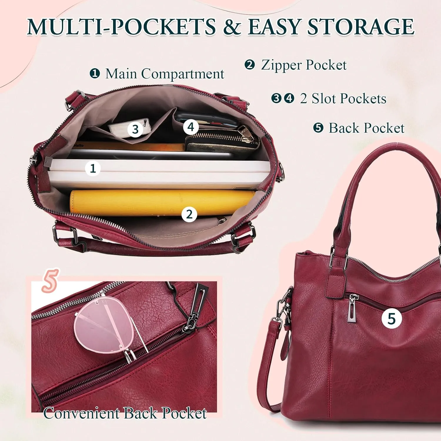 VX VONXURY Hobo Bag for Women, Tote Bag Shoulder Crossbody Bags Satchel Purses for Women