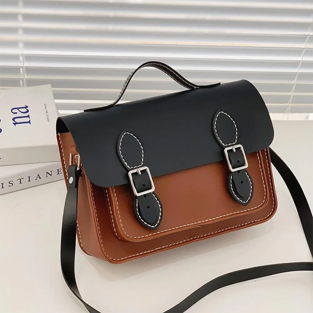 WADORN DIY Crossbody Bag Making Kit, PU Leather Shoulder Bag Sewing Set with Instruction Handmade Satchel Handbag Making Kit Purse Sewing Kit for Women Handicraft Gift, 11.1x3.54x6.7Inch(Black Brown)
