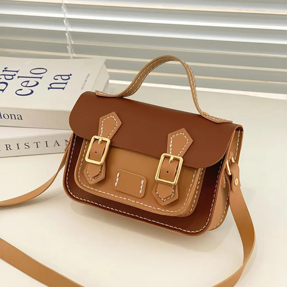 WADORN DIY Crossbody Bag Making Kits, PU Leather Shoulder Bag Sewing Set with Instruction Handmade Satchel Handbag Making Kit Purse Sewing Kit for Women Handicraft Gift, 9.8x3.5x6.7 Inch(Brown Khaki)