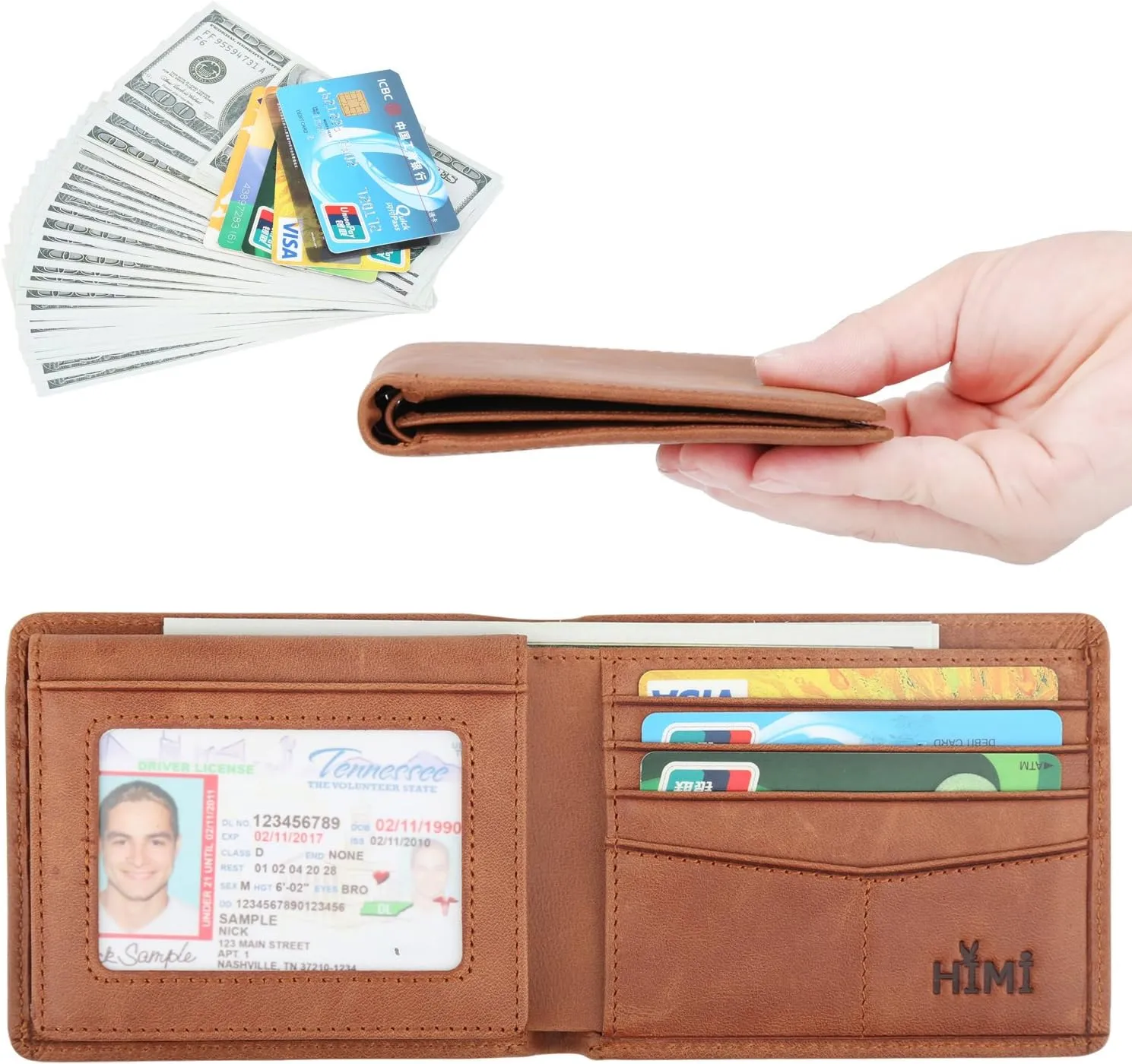 Wallet for Men-Genuine Leather RFID Blocking Bifold Stylish Wallet With 2 ID Window