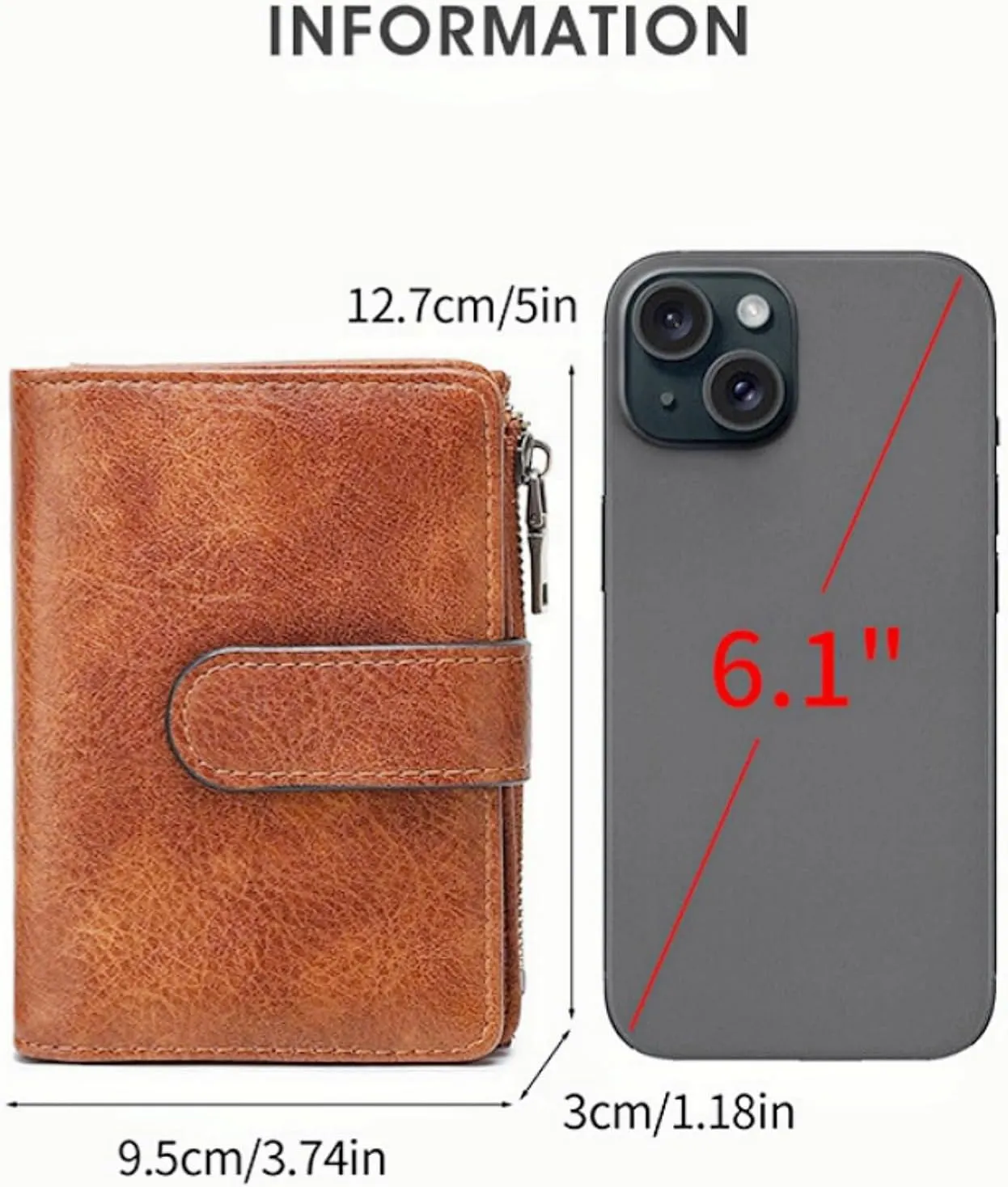 Wallet Women Small Leather RFID Blocking Credit Card Wallet Bifold Compact Ladies Purse with Zipper Coin Pocket