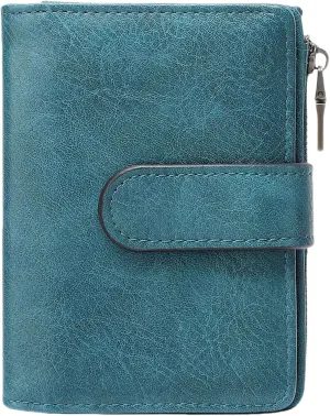Wallet Women Small Leather RFID Blocking Credit Card Wallet Bifold Compact Ladies Purse with Zipper Coin Pocket