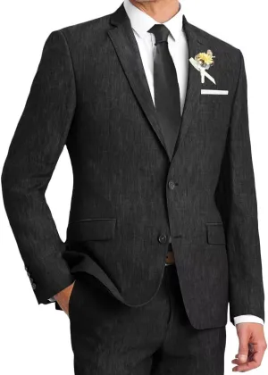 Wangyue Men's Linen Suit 2 Piece Causal Summer Suits Slim Fit Wedding Suit Groomsmen Prom Tuxedo Suits