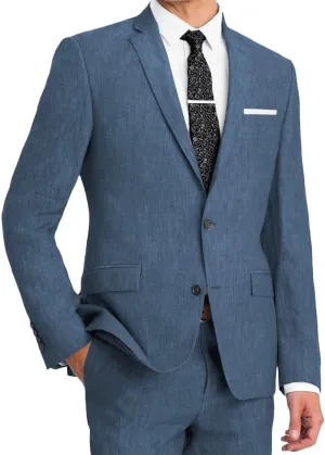 Wangyue Men's Linen Suit 2 Piece Causal Summer Suits Slim Fit Wedding Suit Groomsmen Prom Tuxedo Suits