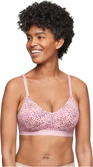 Warner's Women's Cloud 9 Super Soft Wireless Lift Convertible Comfort Bra RN1041A, Lilac Petals Print