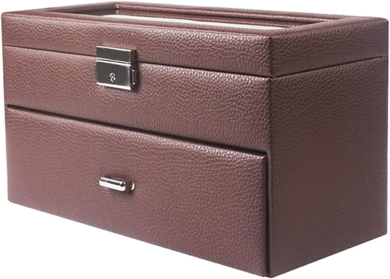 Watch Box Exquisite 2 Layers 10 Grids Watch Box Organizer With Drawer And Glass Display Top Lockable Watch Case Watch Organizer Men