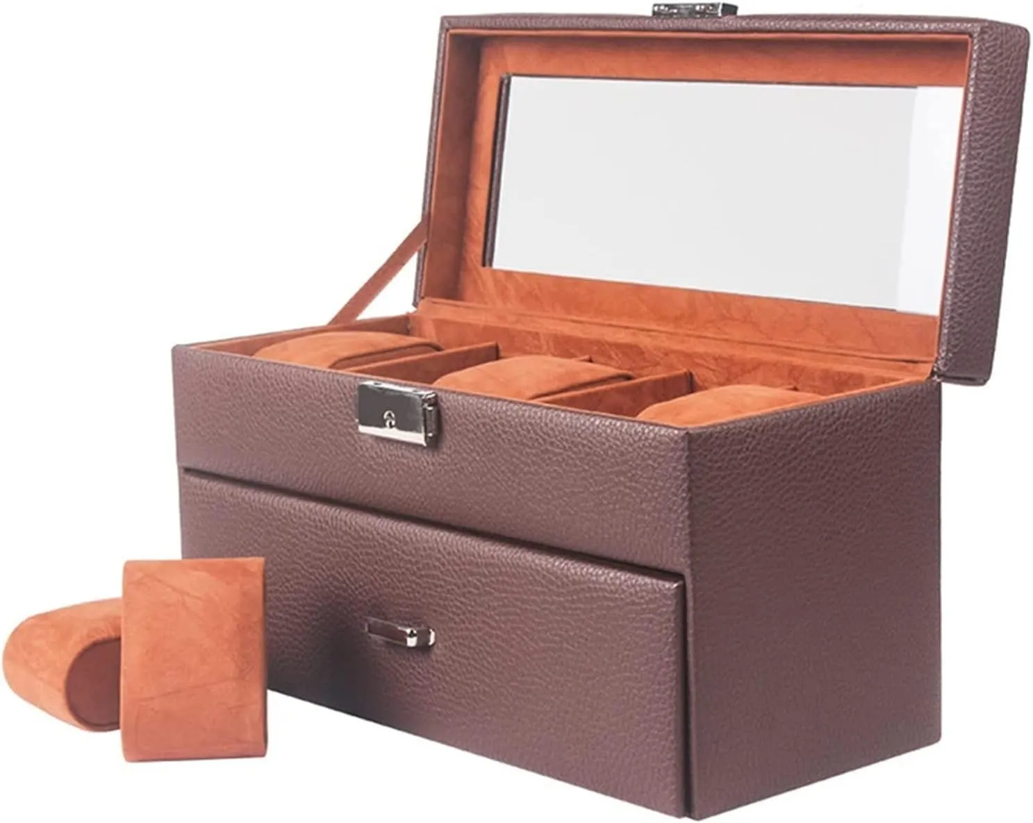Watch Box Exquisite 2 Layers 10 Grids Watch Box Organizer With Drawer And Glass Display Top Lockable Watch Case Watch Organizer Men