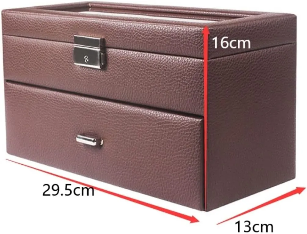 Watch Box Exquisite 2 Layers 10 Grids Watch Box Organizer With Drawer And Glass Display Top Lockable Watch Case Watch Organizer Men