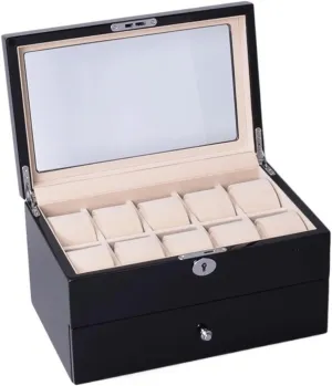 Watch Box Organizer 16 Compartments Double Layered Large Capacity Watch Storage Box Multifunctional Jewelry Organizer High-end Wooden Watch Holder watch case