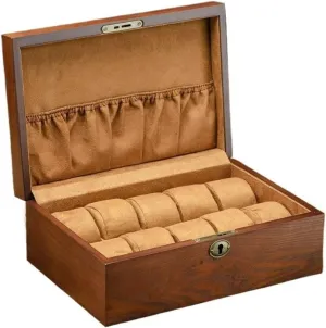 Watch Case 10 Checkered Watch Storage Boxes Wooden Watch Holders High-end Jewelry Organizers with Locks Watch Display Box