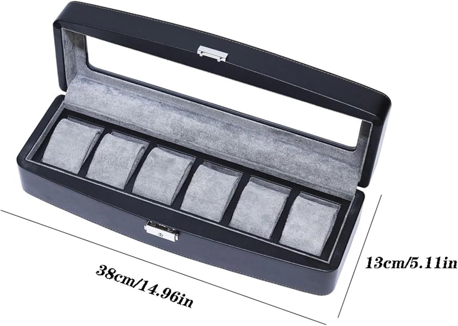 Watch Case 6-digit Watch Collection Box High-end Watch Organizer Artificial Leather Watch Display Box Watch Display Box(Gris)