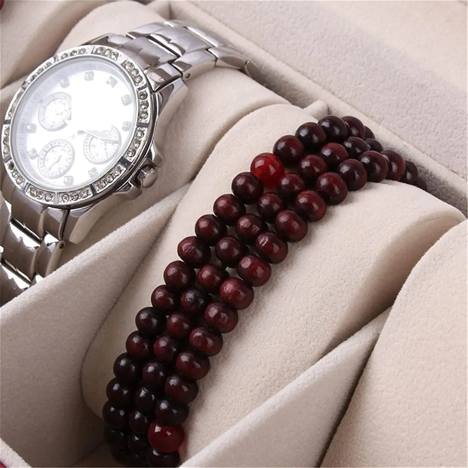 Watch Case Watch Roll Wood 20 Slots Watch Box Organizer Bracelet Display Holder Metal Hinge Clear Top Lockable Storage Case Watch Box Watch Winder(Red-29 * 20.5 * 9cm)