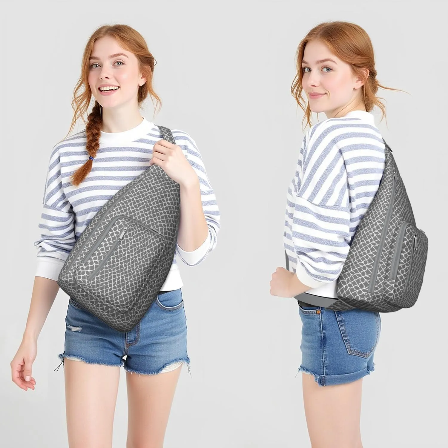 Waterproof Boho Sling Bag Backpack for Men Women Vintage Crossbody Daypack Adjustable Shoulder Chest Bag for Hiking Travel