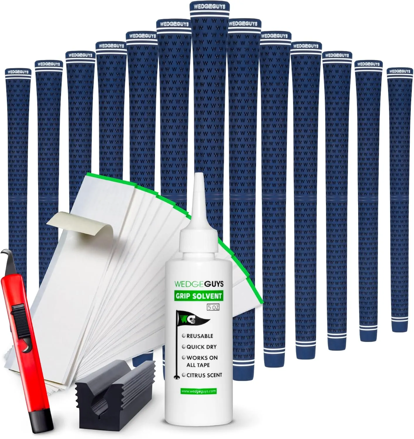Wedge Guys GLP Velvet Golf Grips 13 Pack with Deluxe Grip Kit | All Weather Performance with Tour Level Traction | in White/Black & Standard/Midsize