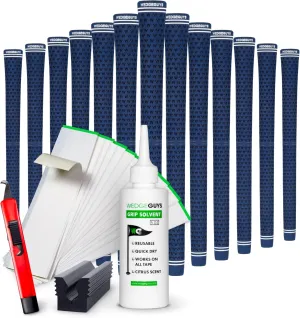 Wedge Guys GLP Velvet Golf Grips 13 Pack with Deluxe Grip Kit | All Weather Performance with Tour Level Traction | in White/Black & Standard/Midsize