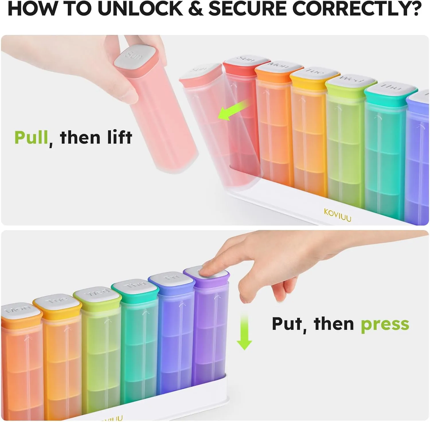 Weekly Pill Organizer 3X a Day, Detachable Pill Box 7 Day, Large 3 Times Daily Pill Case, Travel Pill Container Holder, Week Medication Dispenser Pillbox for Vitamin Supplement Medicine, White