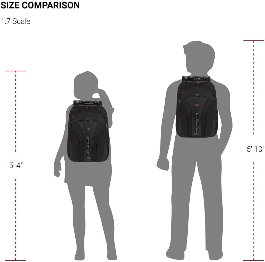 Wenger Legacy 16 inch Laptop Backpack, Men's and Women's Laptop Bag, Black/Gray, One Size