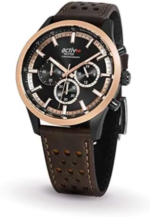 Westar Activ - Black Leather Strap Black Dial Analog Men's Watch - 90265BPN603, strap