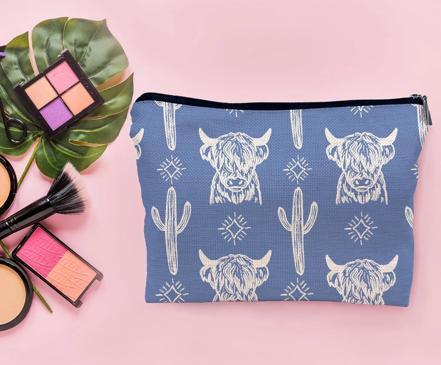 Western Cow Makeup Bag,Western Cow Gifts For Women,Cowgirl Stuff For Women,Cowgirl Gifts(COW F)