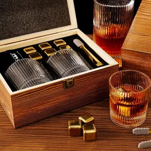 Whiskey Glasses Set of 2 - Whiskey Gifts Set for Men，Whisky Glass Sets， Bourbon Gifts for Men Dad Birthday Anniversary Father's Day