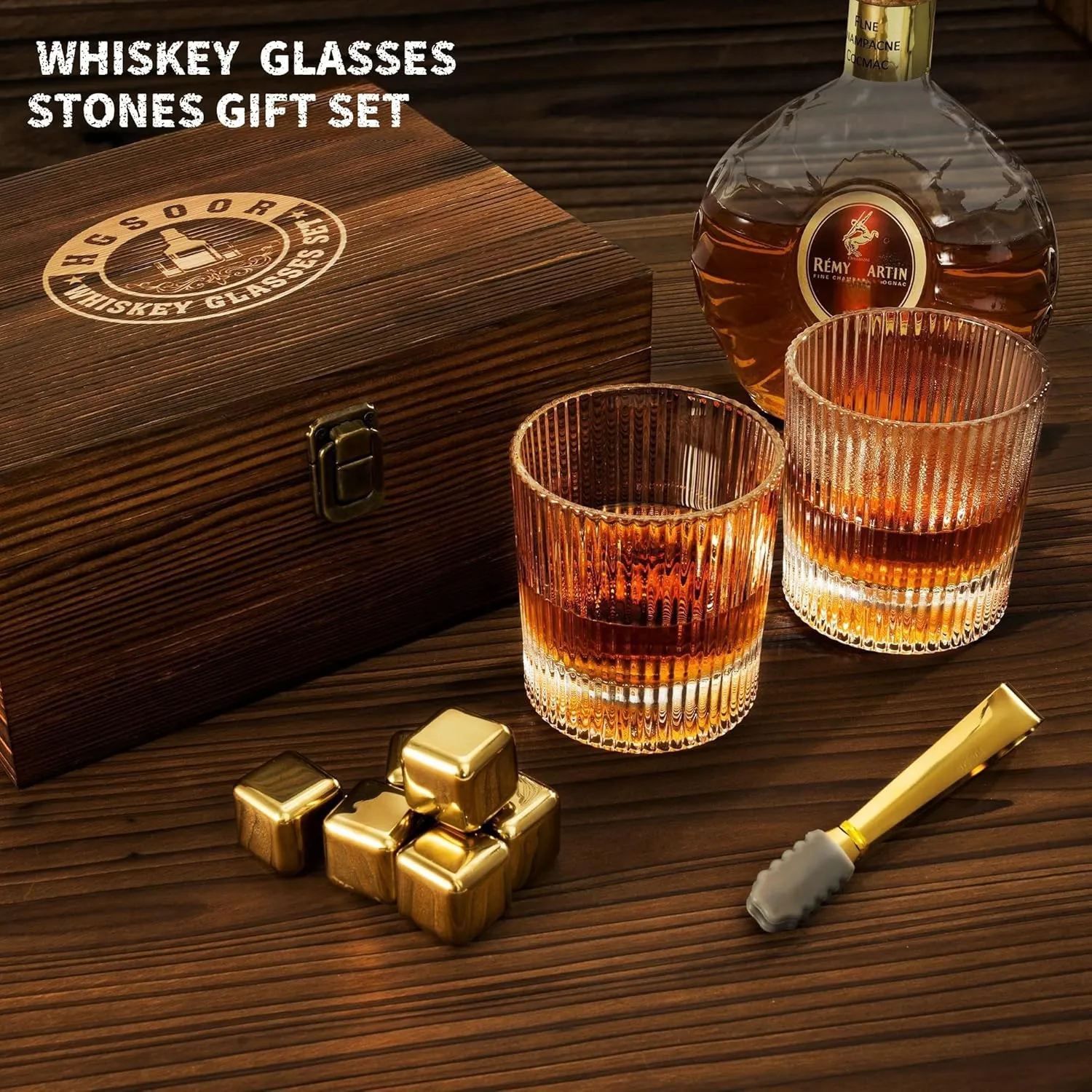 Whiskey Glasses Set of 2 - Whiskey Gifts Set for Men，Whisky Glass Sets， Bourbon Gifts for Men Dad Birthday Anniversary Father's Day