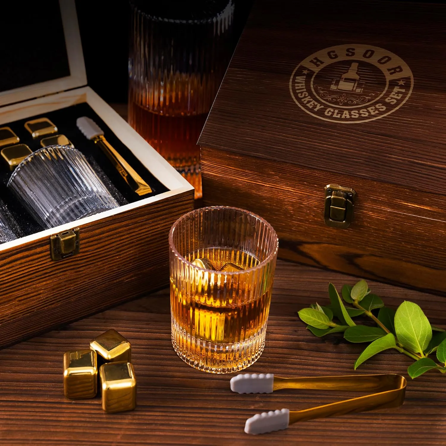 Whiskey Glasses Set of 2 - Whiskey Gifts Set for Men，Whisky Glass Sets， Bourbon Gifts for Men Dad Birthday Anniversary Father's Day