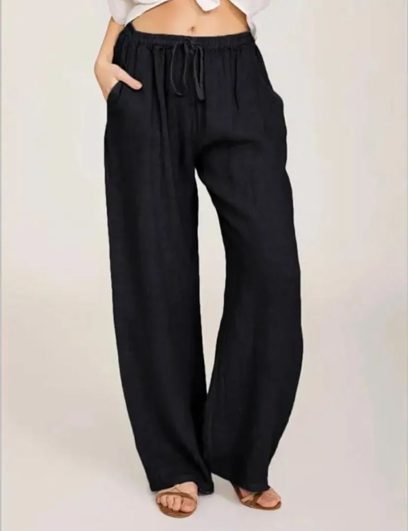 Wide-Leg Linen Pants | Adjustable Waist | Lightweight and Relaxed