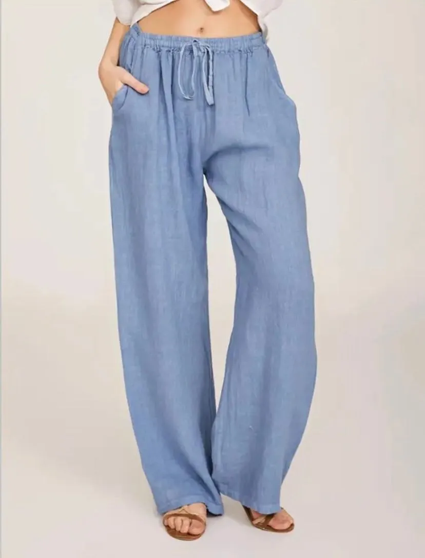 Wide-Leg Linen Pants | Adjustable Waist | Lightweight and Relaxed