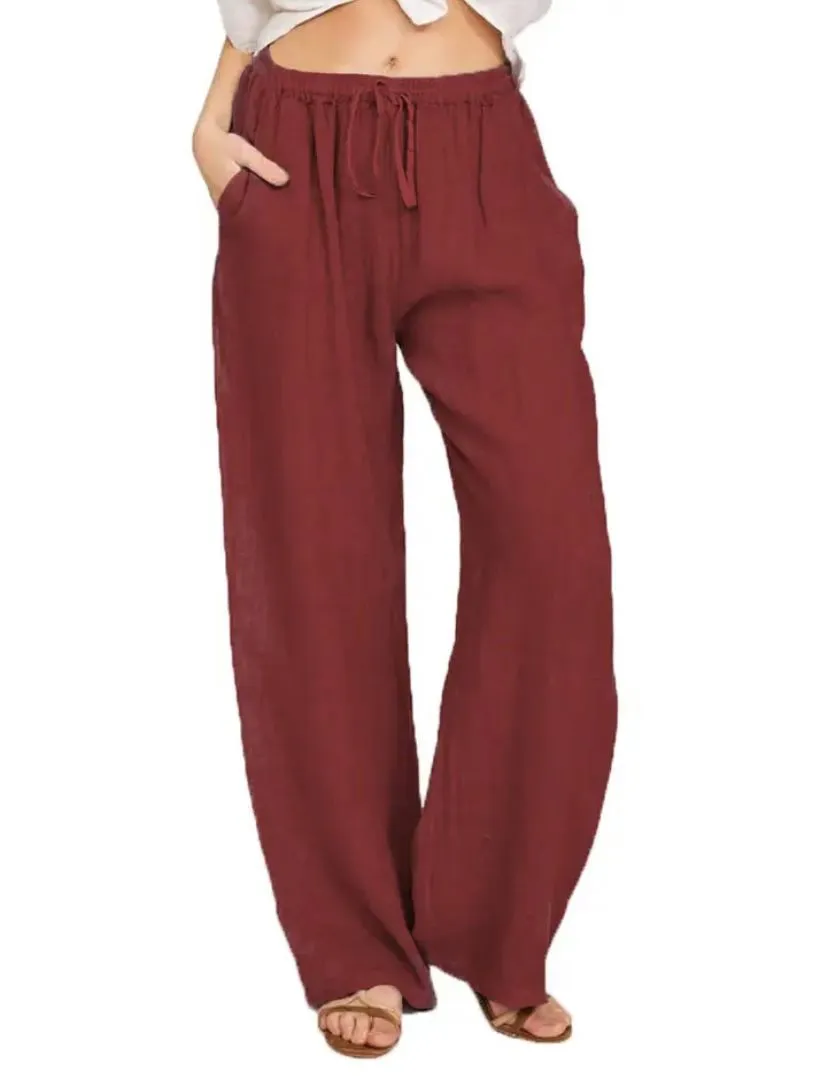 Wide-Leg Linen Pants | Adjustable Waist | Lightweight and Relaxed