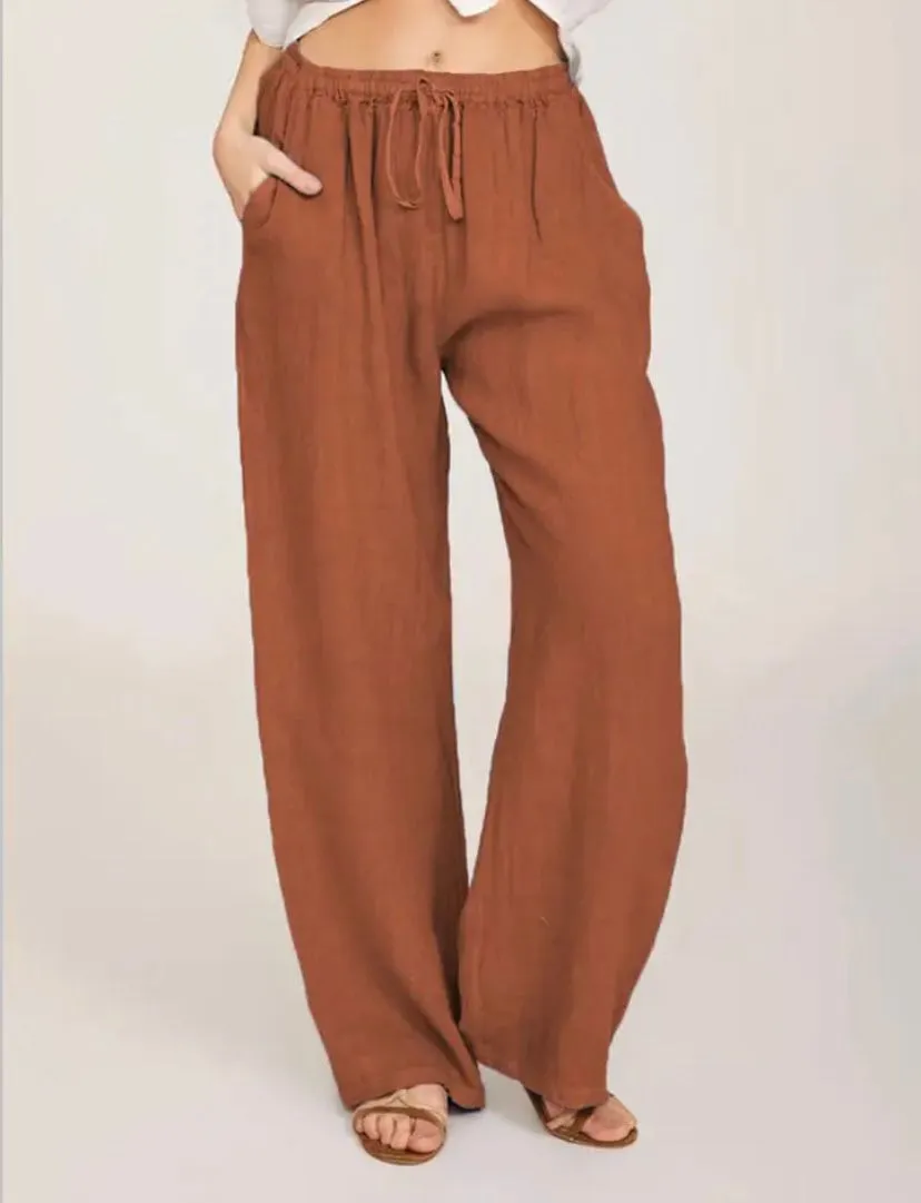 Wide-Leg Linen Pants | Adjustable Waist | Lightweight and Relaxed