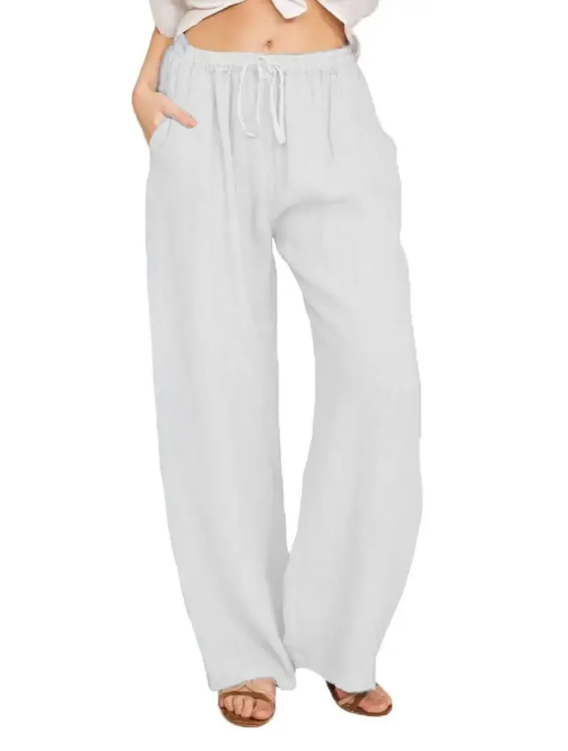 Wide-Leg Linen Pants | Adjustable Waist | Lightweight and Relaxed