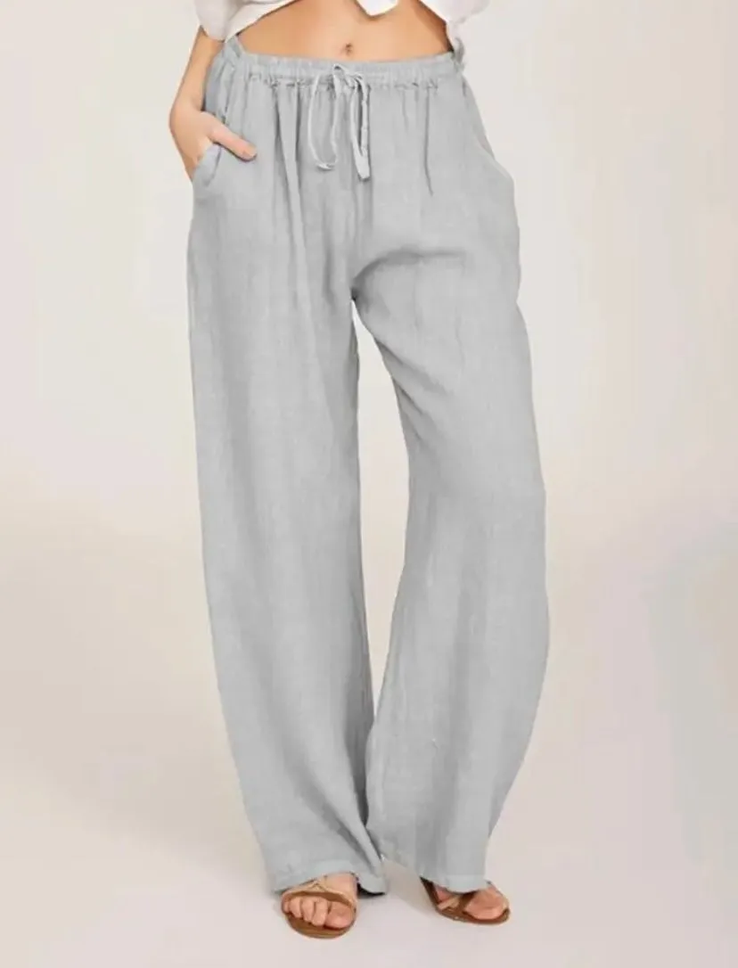 Wide-Leg Linen Pants | Adjustable Waist | Lightweight and Relaxed