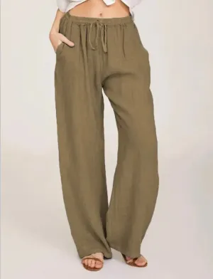 Wide-Leg Linen Pants | Adjustable Waist | Lightweight and Relaxed