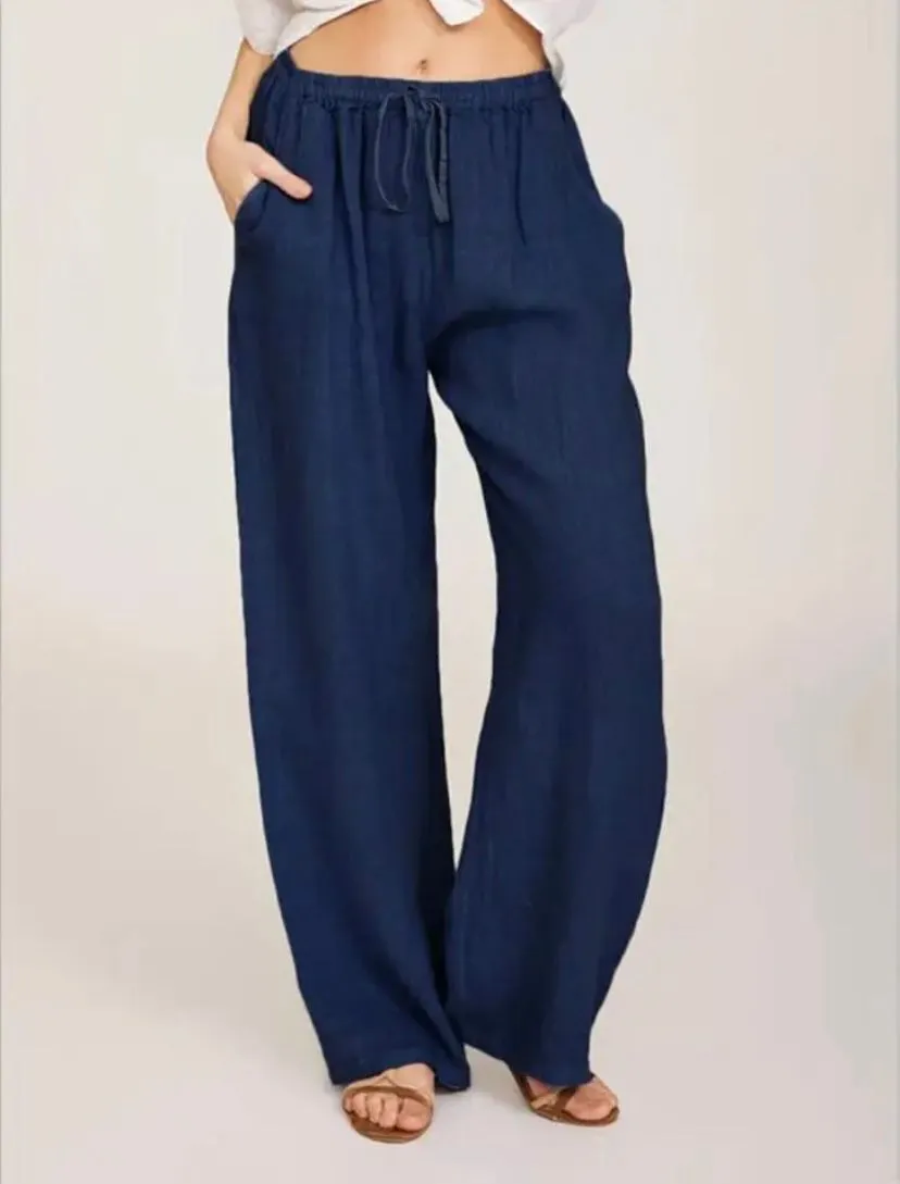 Wide-Leg Linen Pants | Adjustable Waist | Lightweight and Relaxed