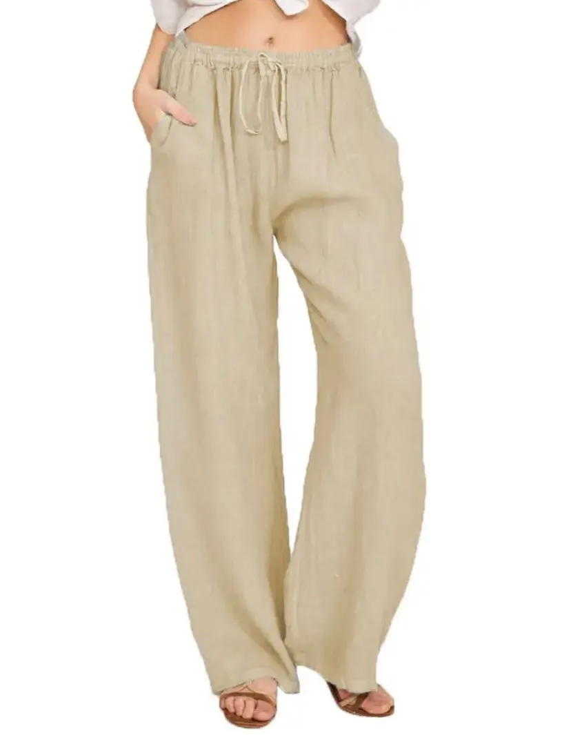Wide-Leg Linen Pants | Adjustable Waist | Lightweight and Relaxed