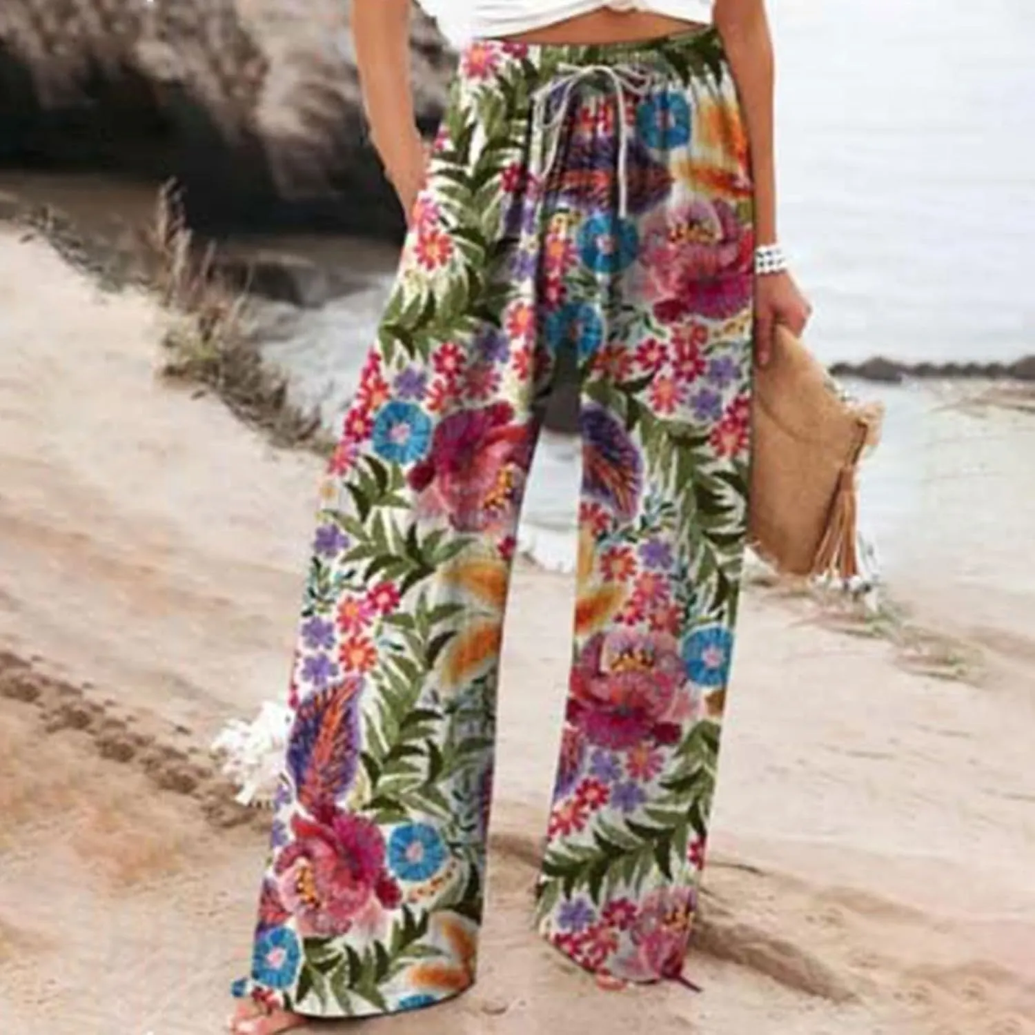 Wide Leg Linen Pants Linen Wide Leg Pants Pants with Elastic High Waist Paper Bag Cropped Linen Pants Linen Dress Pants