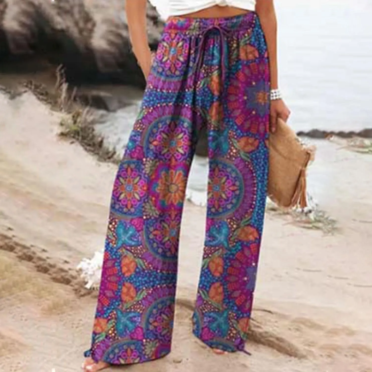 Wide Leg Linen Pants Linen Wide Leg Pants Pants with Elastic High Waist Paper Bag Cropped Linen Pants Linen Dress Pants