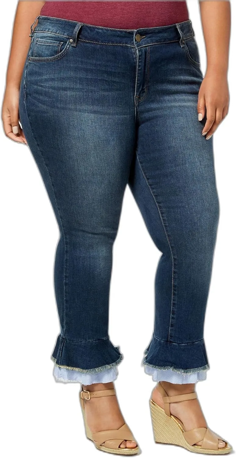 William Rast Plus Size Skinny Flared Hem Ankle Jeans Modern Boho 20W