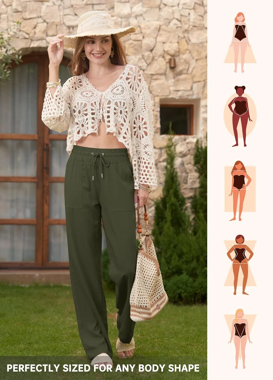 Willit Women Linen Pants Wide Leg Casual Palazzo Pants Cotton Linen Lounge Beach Summer Pants with Pockets 29"/31"/ 33"
