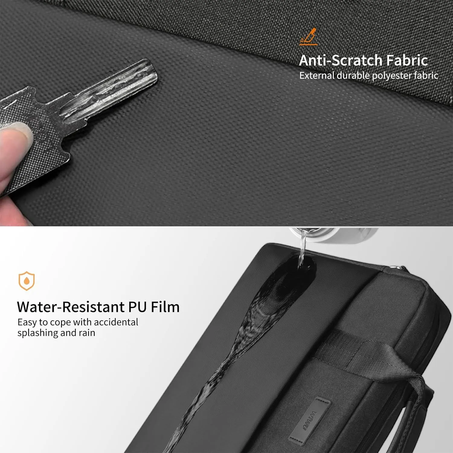 WIWU Laptop Bag 15.6-16 Inch, Messenger Bag for Men Business Travel Water-Resistant Laptop Case with Strap, Compatible with MacBook Pro/Dell XPS/HP Envy/Microsoft Surface (Black)