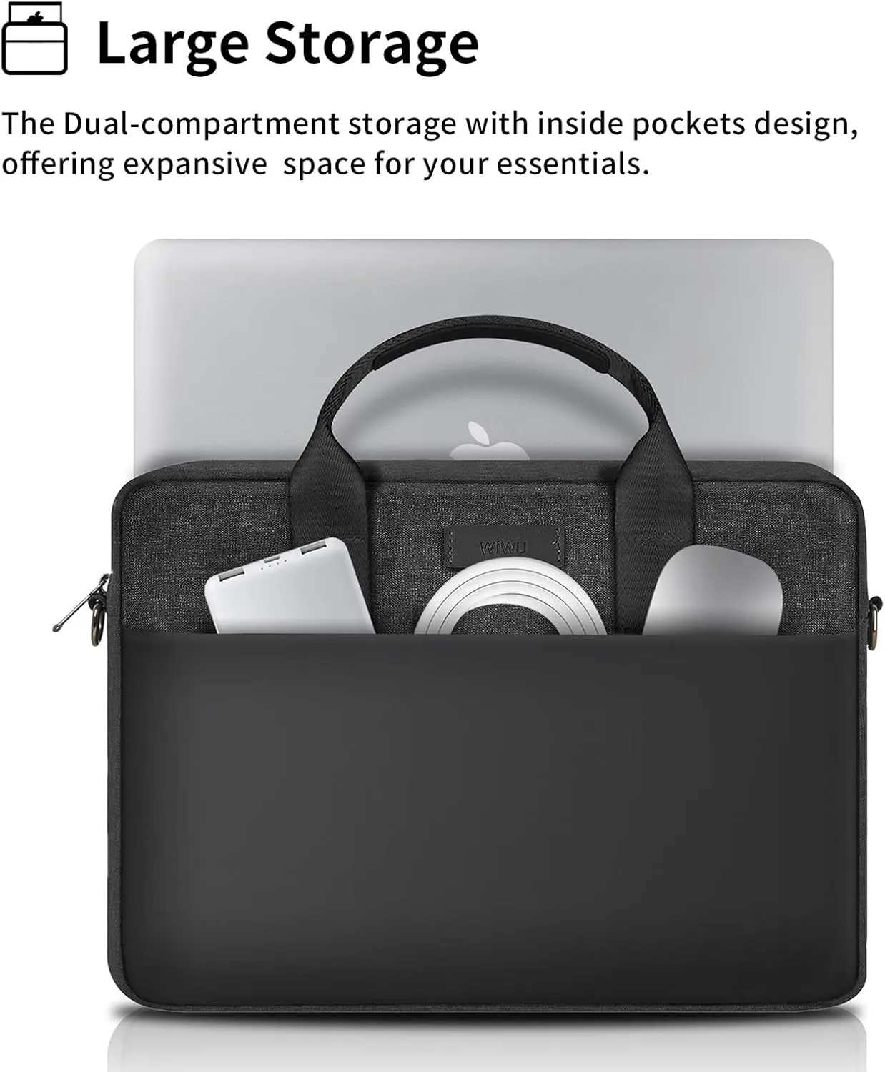WIWU Laptop Bag 15.6-16 Inch, Messenger Bag for Men Business Travel Water-Resistant Laptop Case with Strap, Compatible with MacBook Pro/Dell XPS/HP Envy/Microsoft Surface (Black)