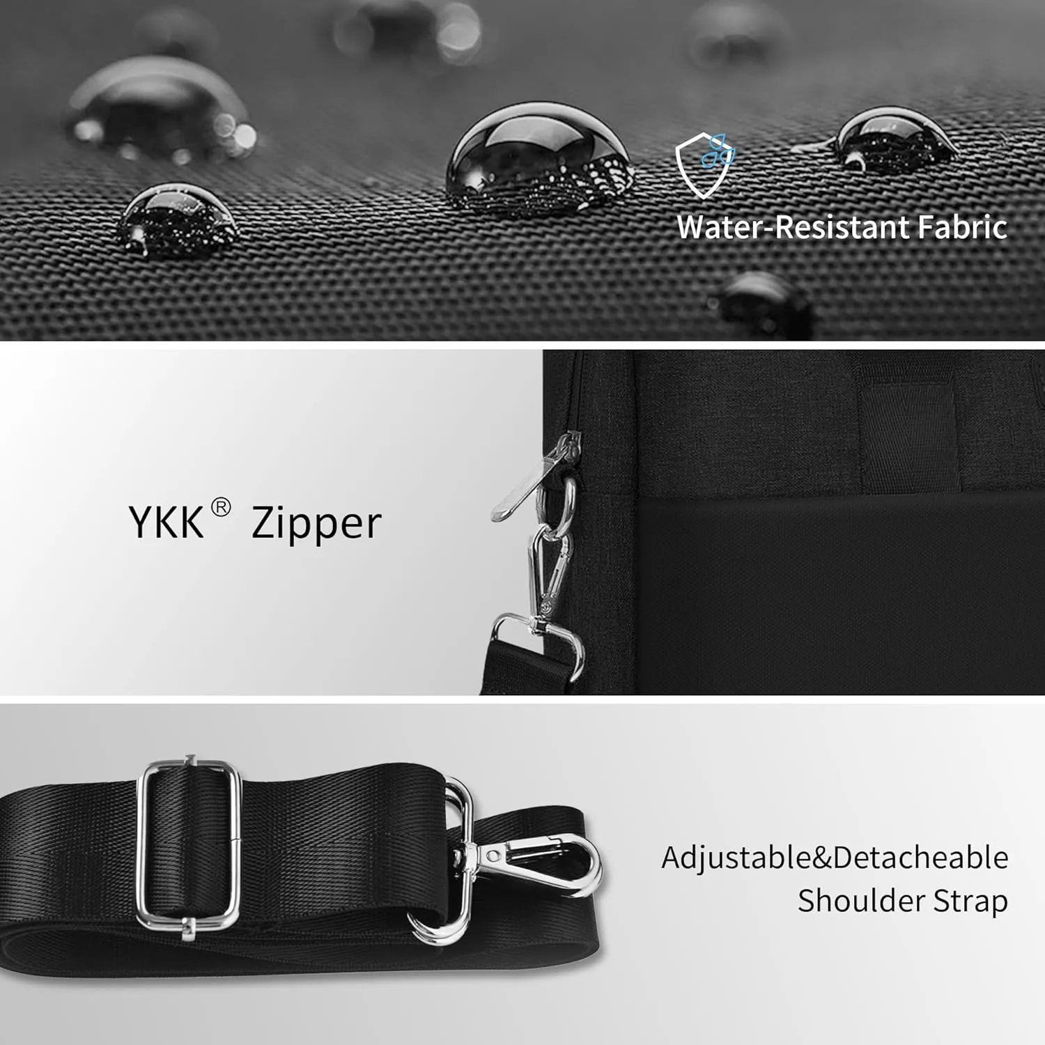 WIWU Laptop Bag 15.6-16 Inch, Messenger Bag for Men Business Travel Water-Resistant Laptop Case with Strap, Compatible with MacBook Pro/Dell XPS/HP Envy/Microsoft Surface (Black)