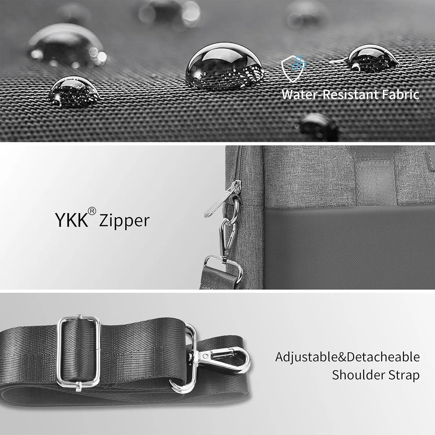 WIWU Laptop Bag 15.6-16 Inch, Messenger Bag for Men Business Travel Water-Resistant Laptop Case with Strap, Compatible with MacBook Pro/Dell XPS/HP Envy/Microsoft Surface (Grey)