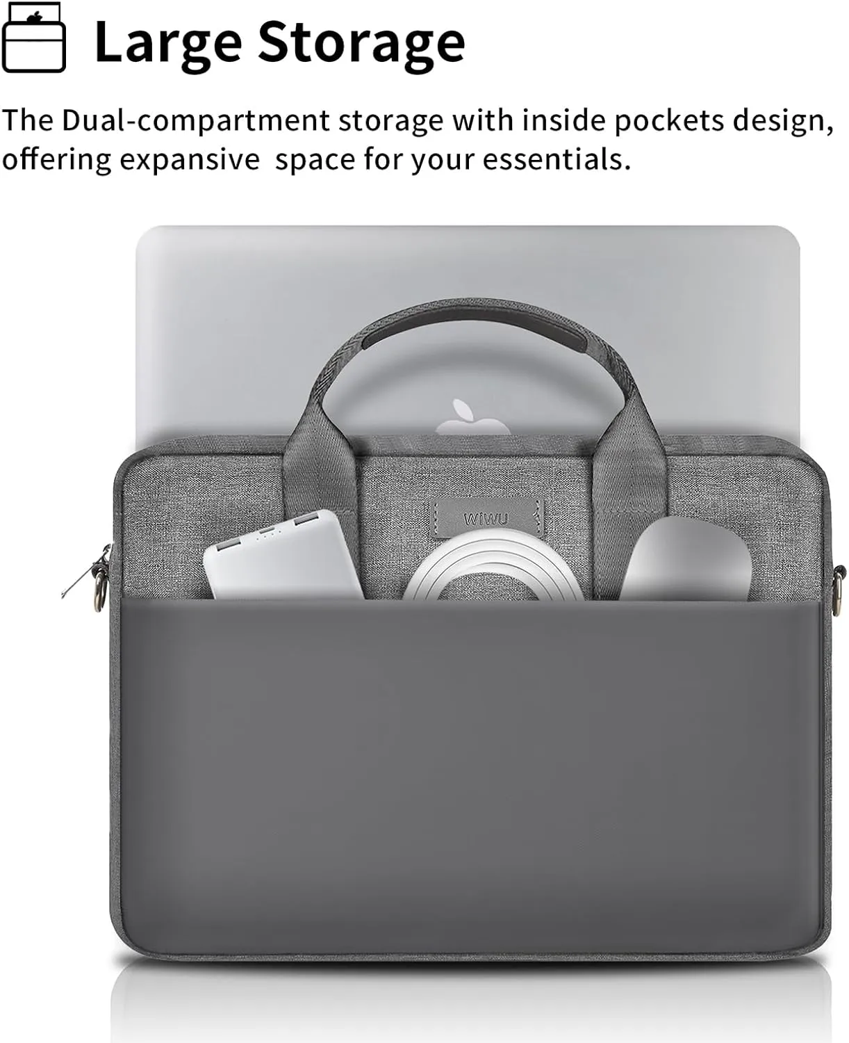WIWU Laptop Bag 15.6-16 Inch, Messenger Bag for Men Business Travel Water-Resistant Laptop Case with Strap, Compatible with MacBook Pro/Dell XPS/HP Envy/Microsoft Surface (Grey)