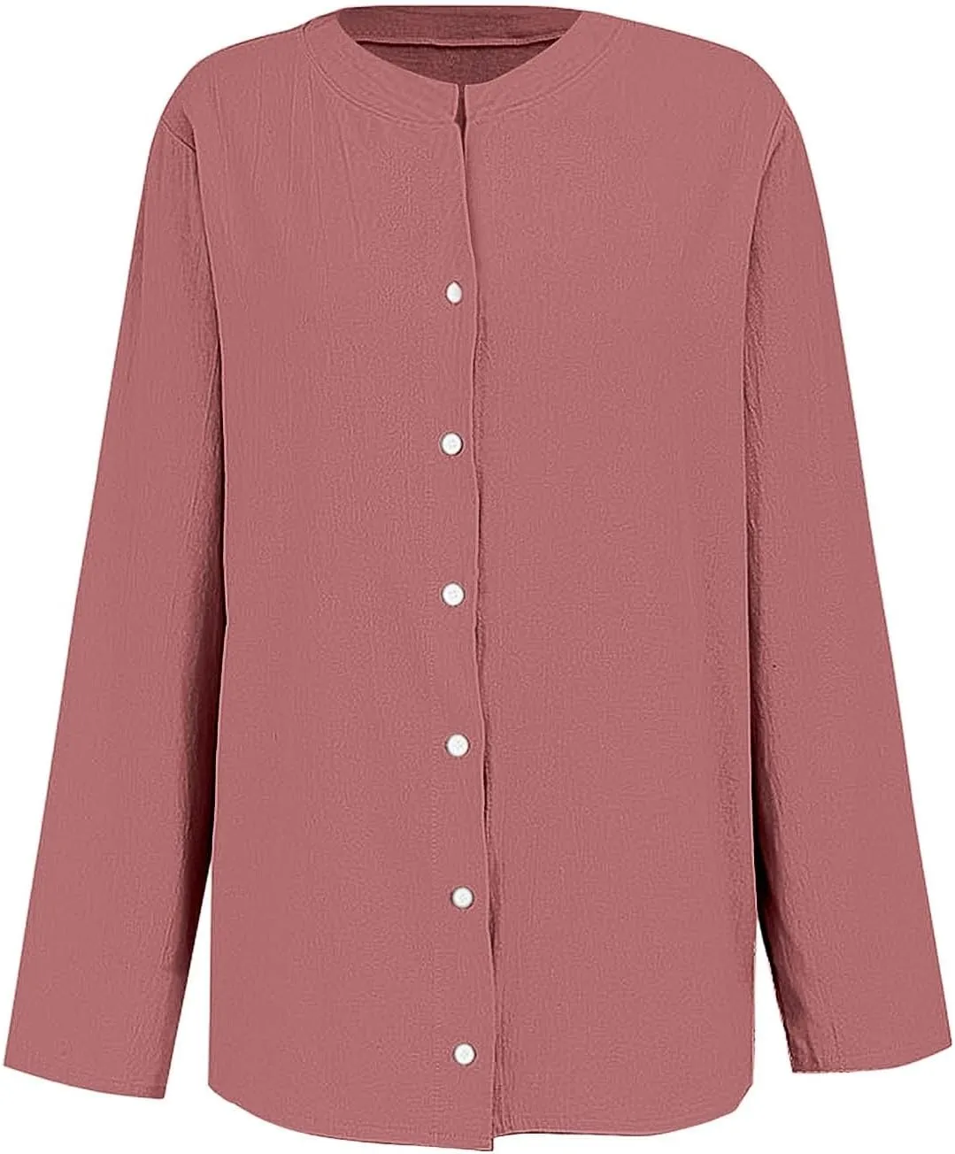 Women Cotton Linen Shirts Roll Up 3/4 Sleeve Summer Tops V Neck Button Down Blouse Loose Fit Casual Gauze Tee Shirt